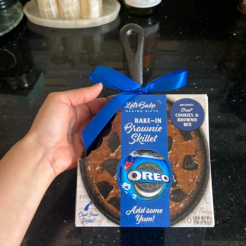 Small cast iron skillet with ingredients